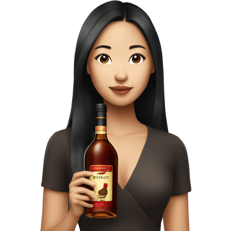 2 pretty Asian girl holding Hennessy  emoji