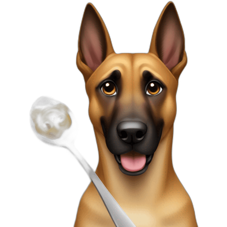 Dog malinois with spoon emoji