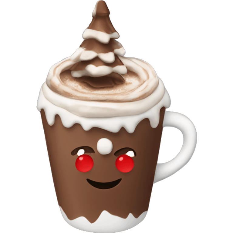 A hot chocolate on a Christmas cup emoji