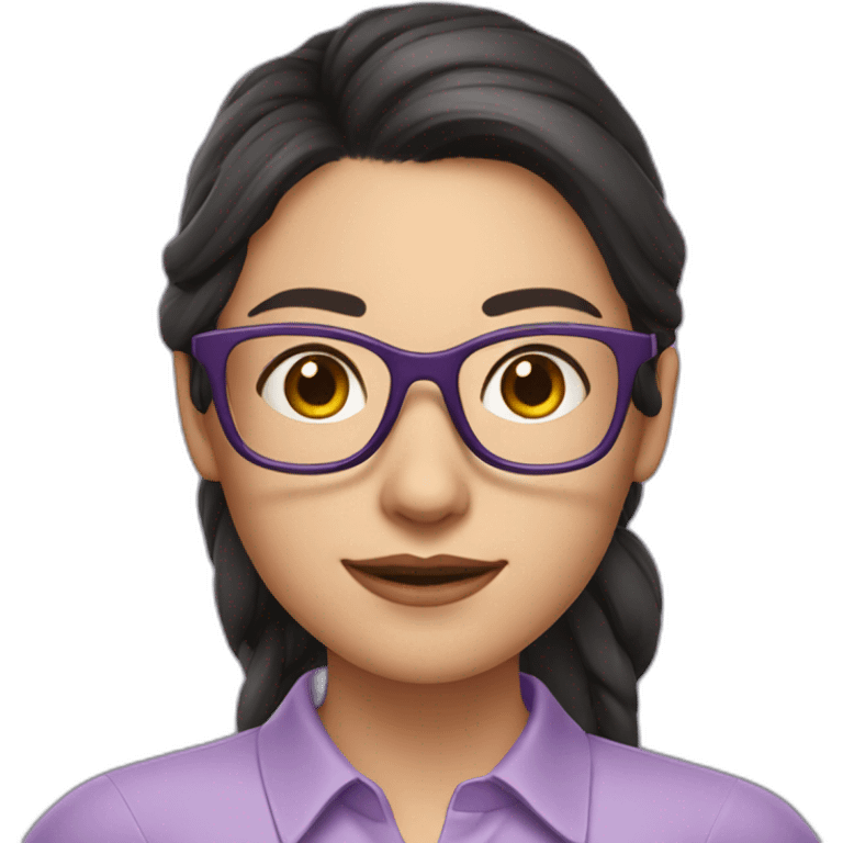 girl teacher in glasses with dark hair teacher in a lilac shirt emoji