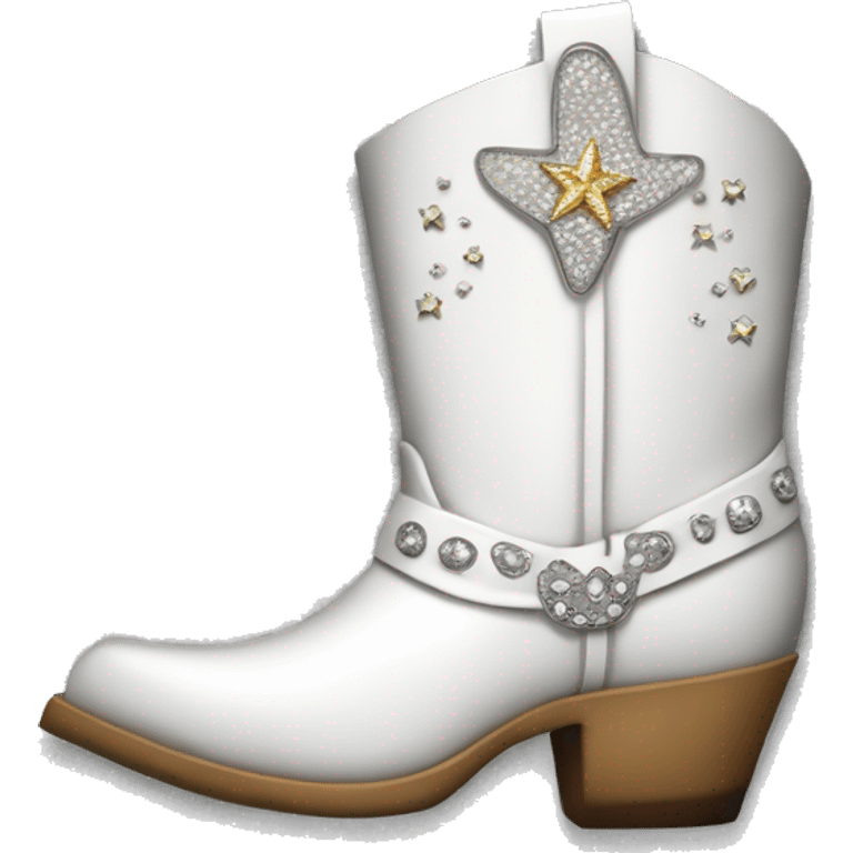 White Cowgirl boot with diamonds  emoji