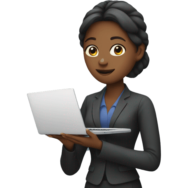 A woman trading with a laptop emoji