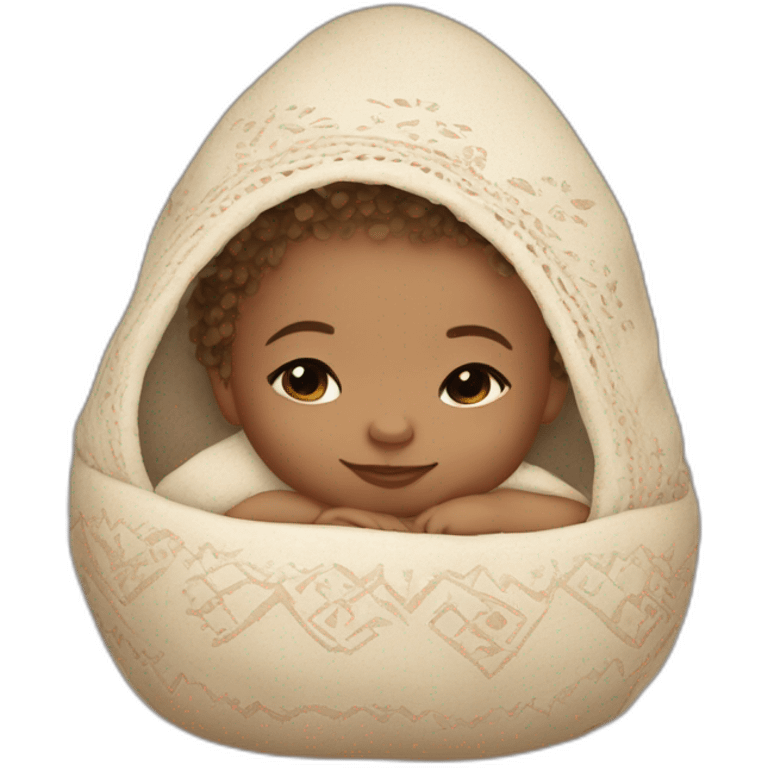 Light skin newborn in boho cradle emoji