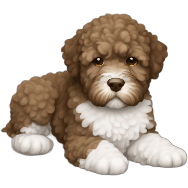 A Lagotto Romagnolo going to sleep, zzz emoji