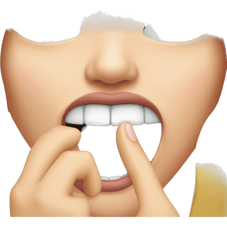 girl's hand in 2 side of mouth  emoji