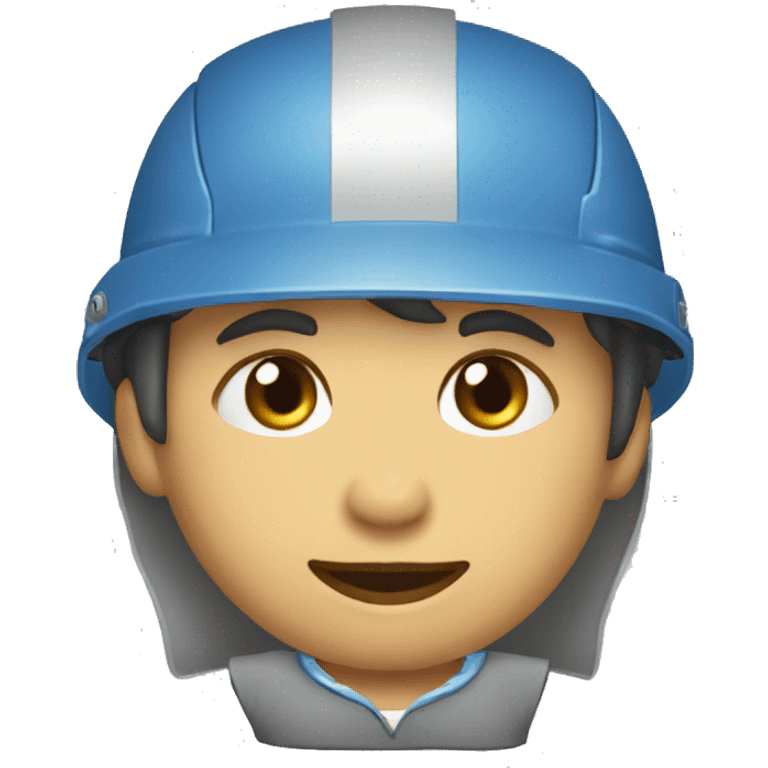 Niño muy gordo vestido de construccion con casco emoji