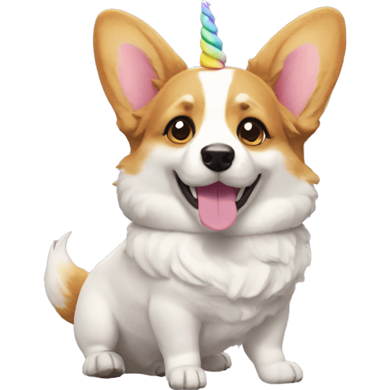 Corgi muxed with unicorn emoji