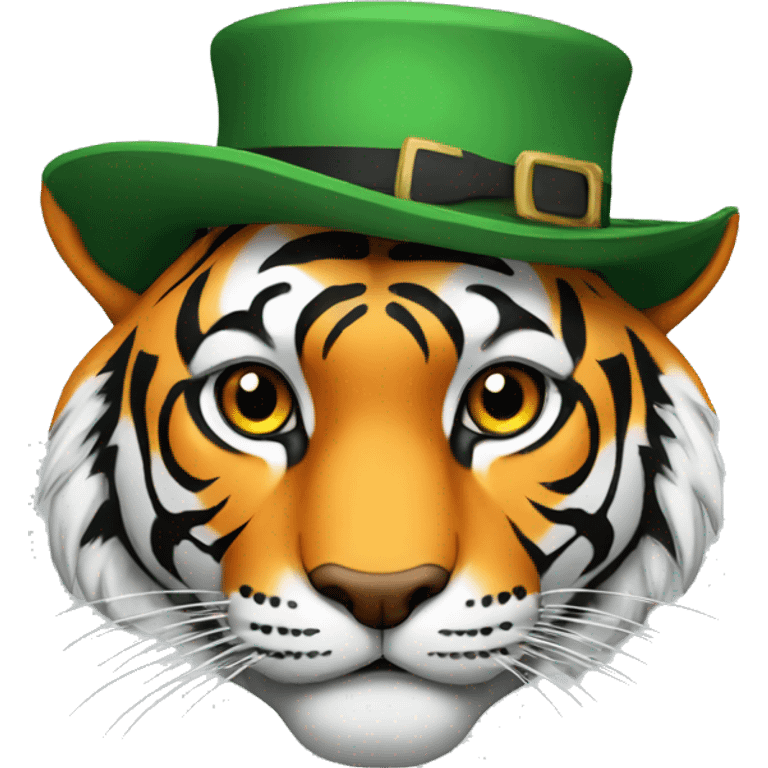 tiger in Irish hat emoji