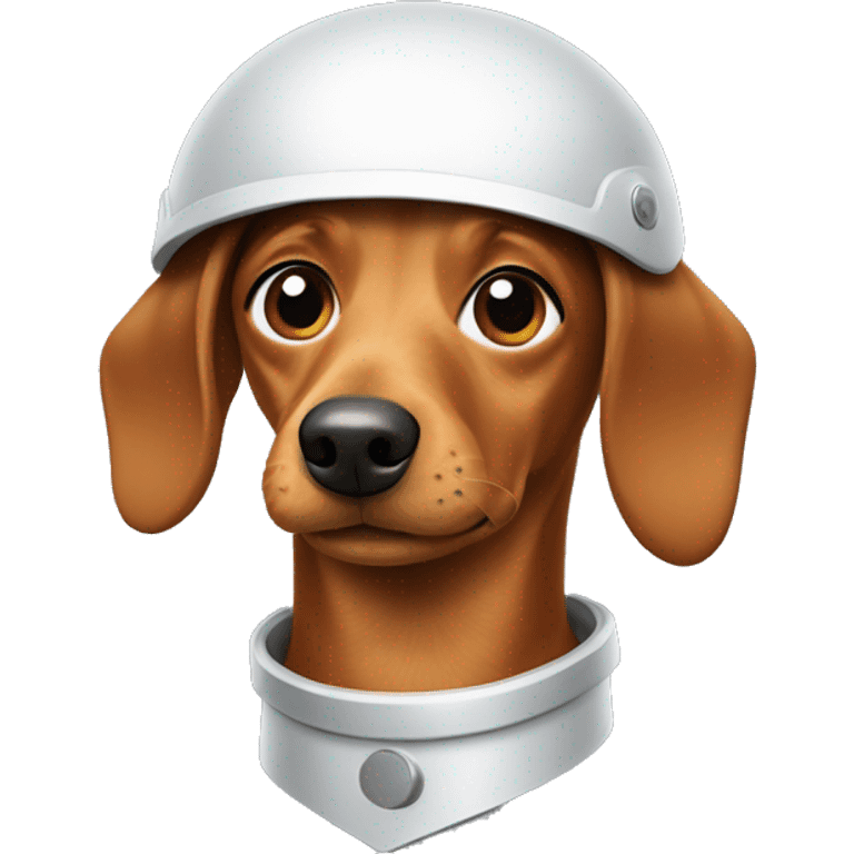 Weenie dog wearing a helmet emoji