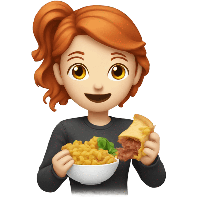 Redhead eating emoji