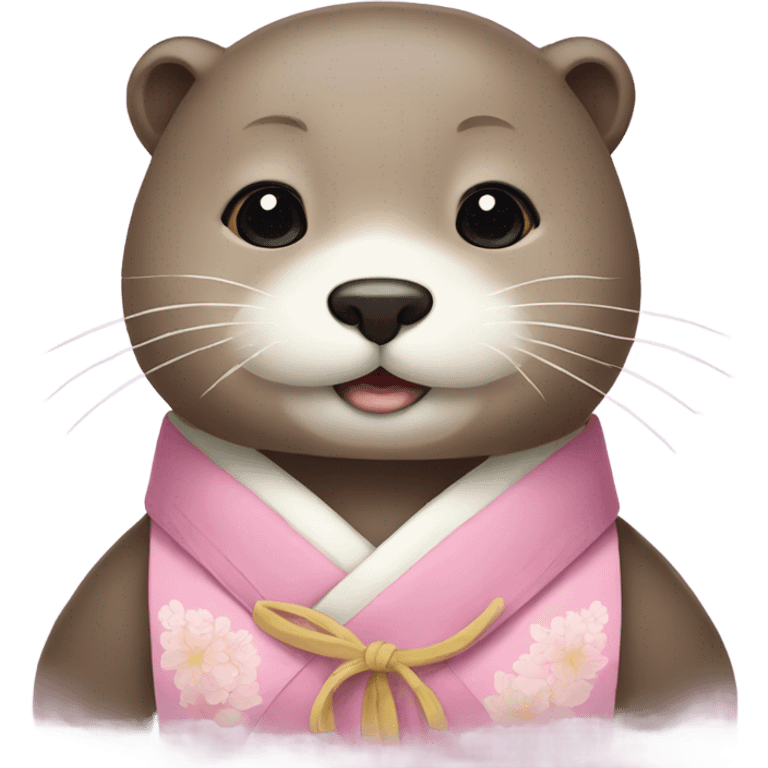 An otter face dressed in pastel-colored traditional Korean hanbok emoji