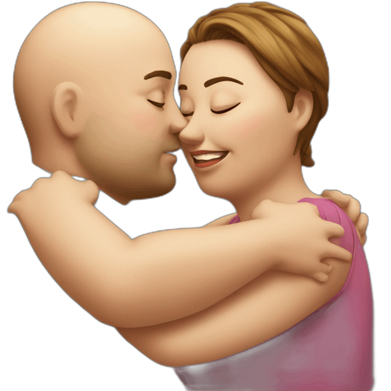 fat guy kiss a lady emoji