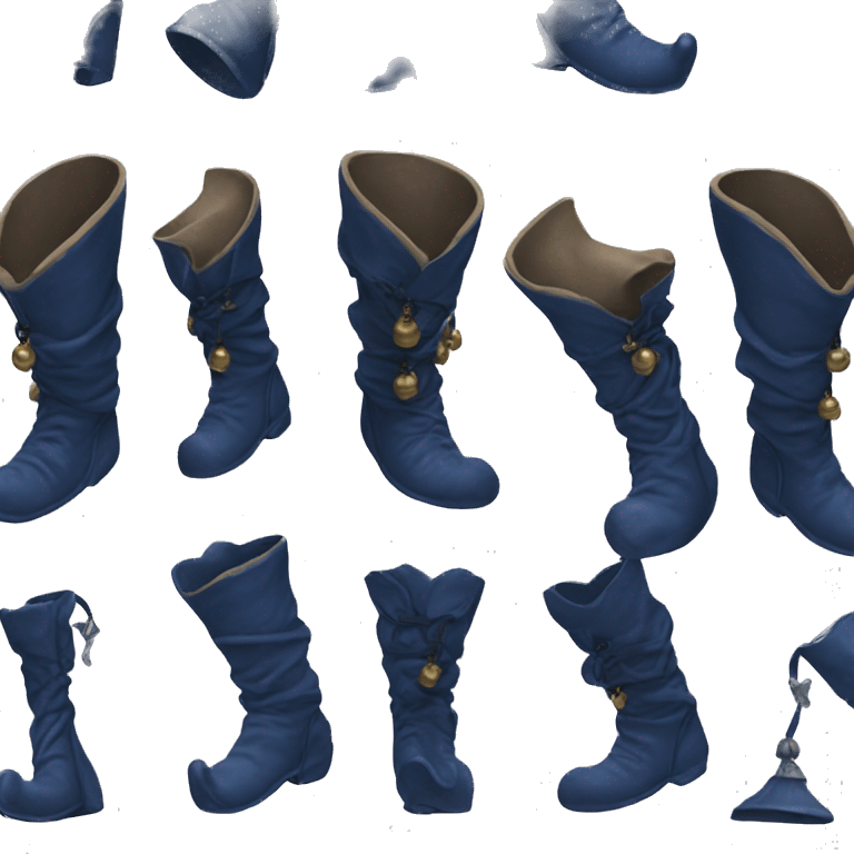 Realistic isolated dark blue elf boots with bells. emoji