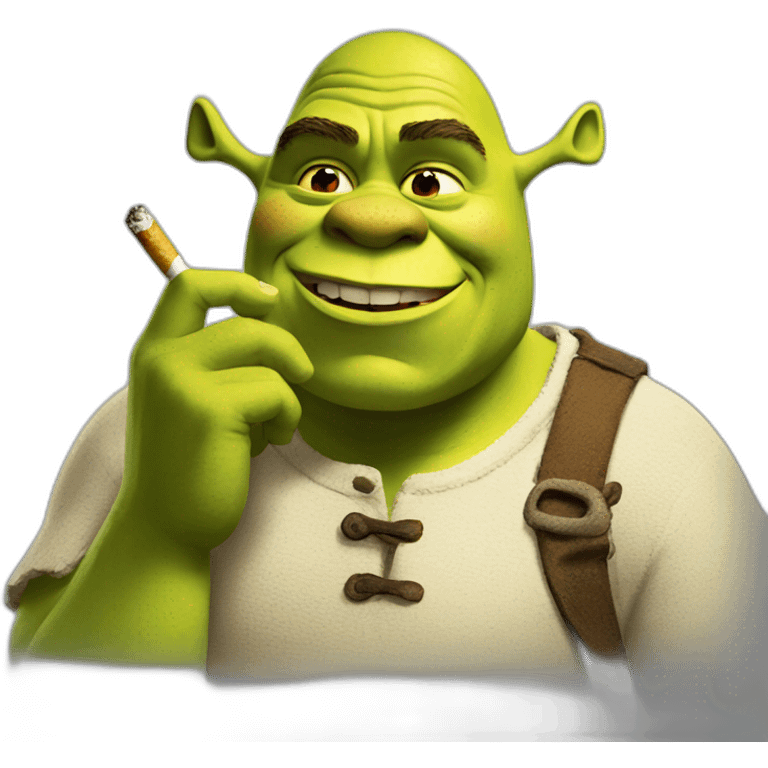 Shrek with a cigarette emoji