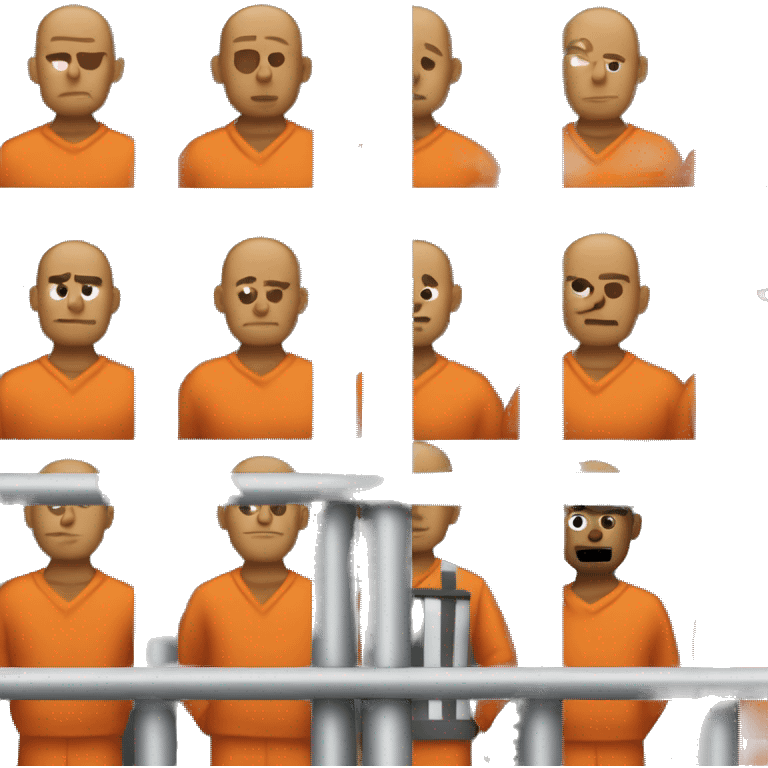 head of man in orange jumpsuit behind bars emoji