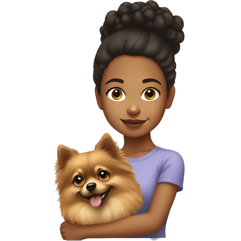 Mixed race girl with Pomeranian emoji