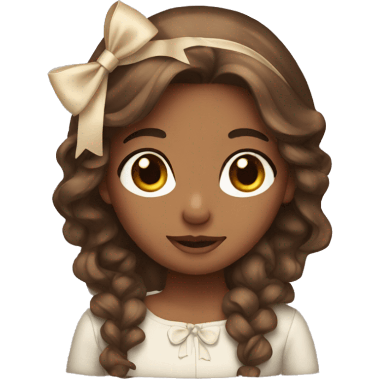 Brown hair girl with bow  emoji