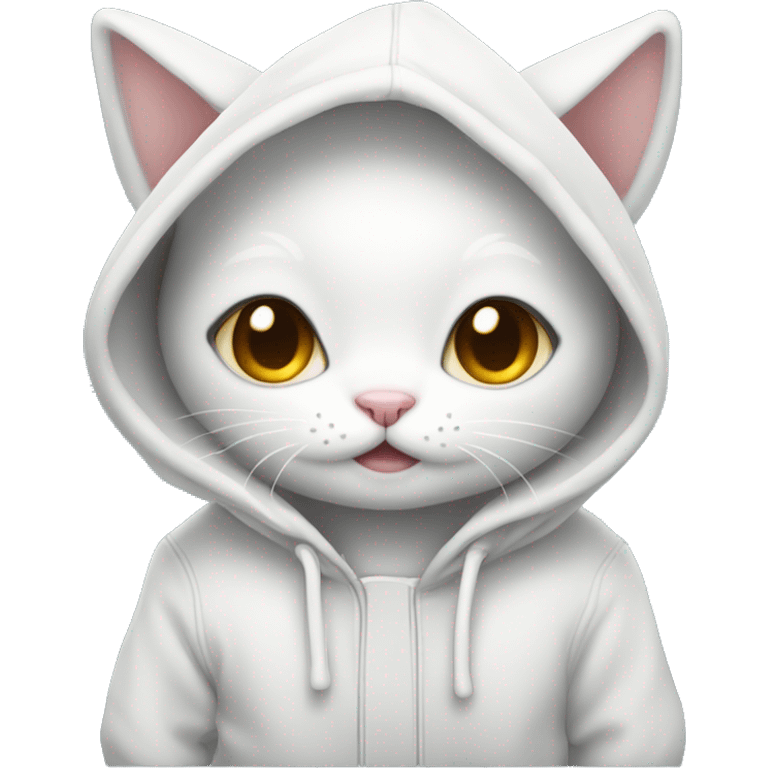 White little cute cat with hoddie emoji