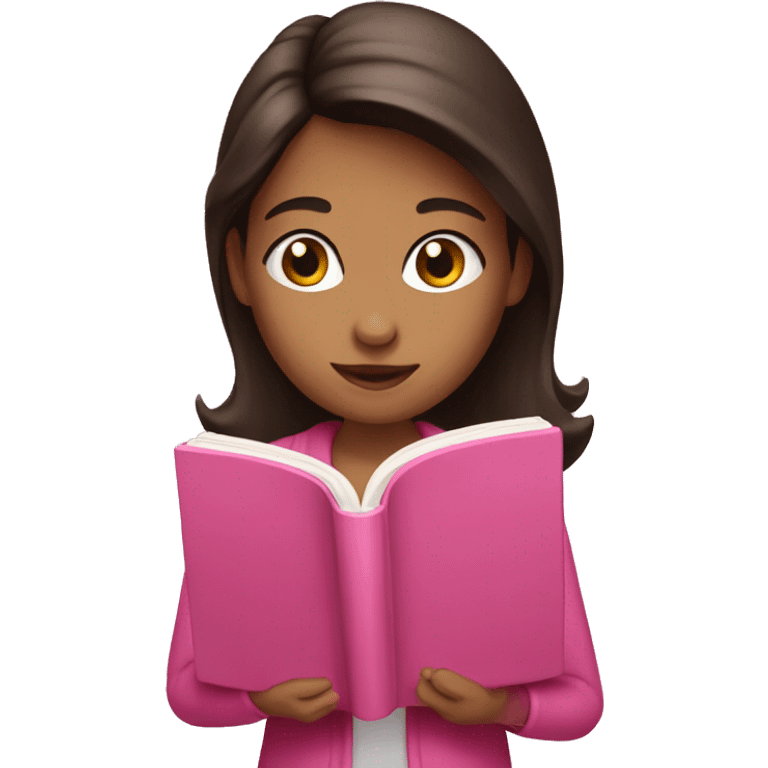 brunette reading a pink book emoji