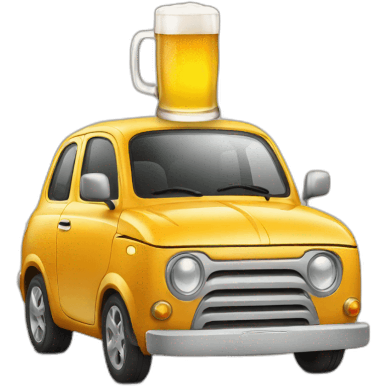 Car drinking a beer emoji