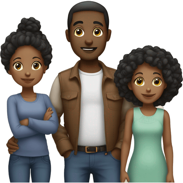 black family of 5 - mum,dad,older brother, younger brother, baby sister emoji