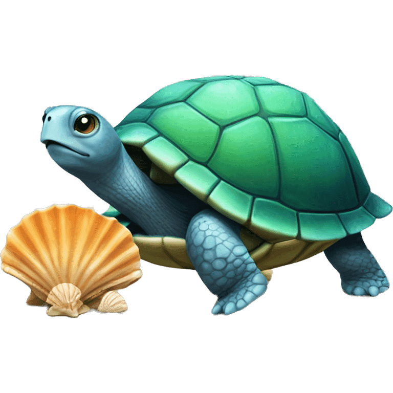 Turtle with a seashell for a shell emoji