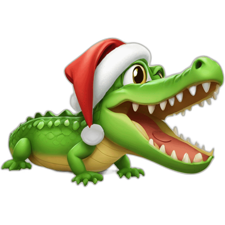 crocodile with santa hat emoji