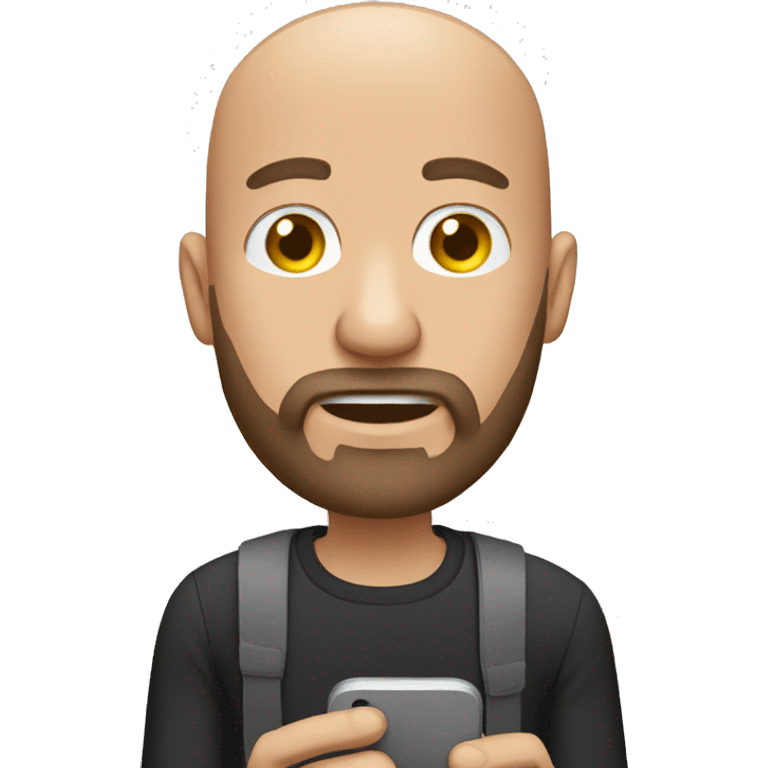 bald man with pepper beard on his phone emoji