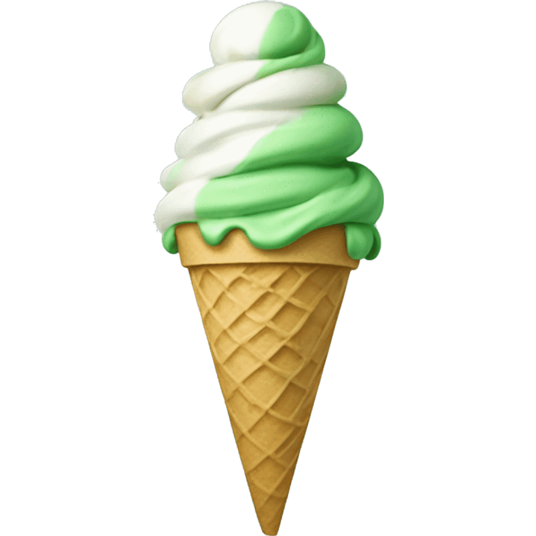 Green and white swirled ice cream cone  emoji