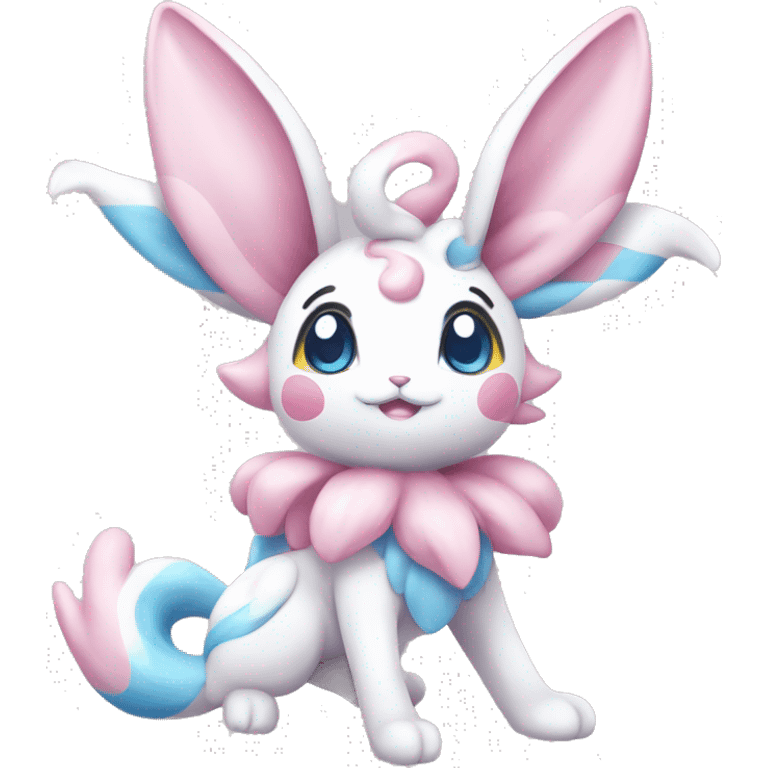 Kawaii Gorgeous Beautiful Pretty Shiny Sparkly Sylveon-Pokémon full body emoji