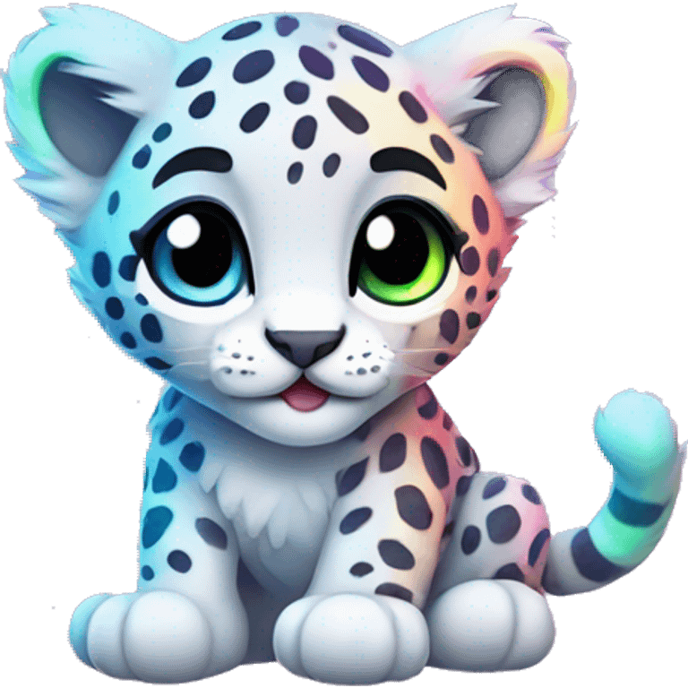 neon rainbow snow leopard cub emoji