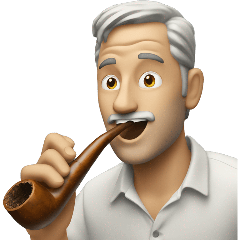 Guy taking a big hit out of tobacco pipe emoji