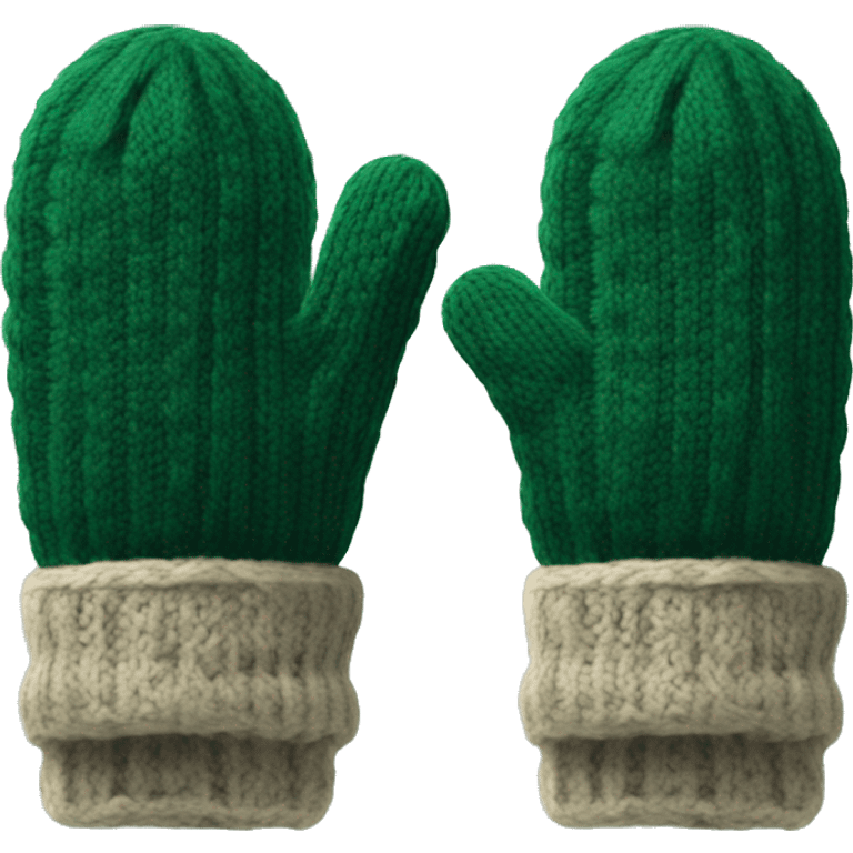 Realistic knitted dark green mitten giving a thumbs up emoji