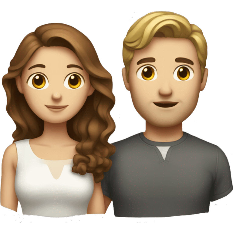 White couple with brown hair emoji