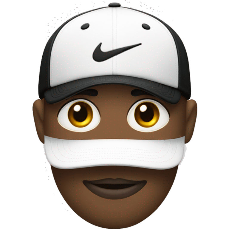 Una gorra nike en una persona blanca con sueter negro emoji