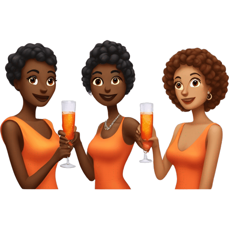 Three bright women drinking aperol spritz emoji