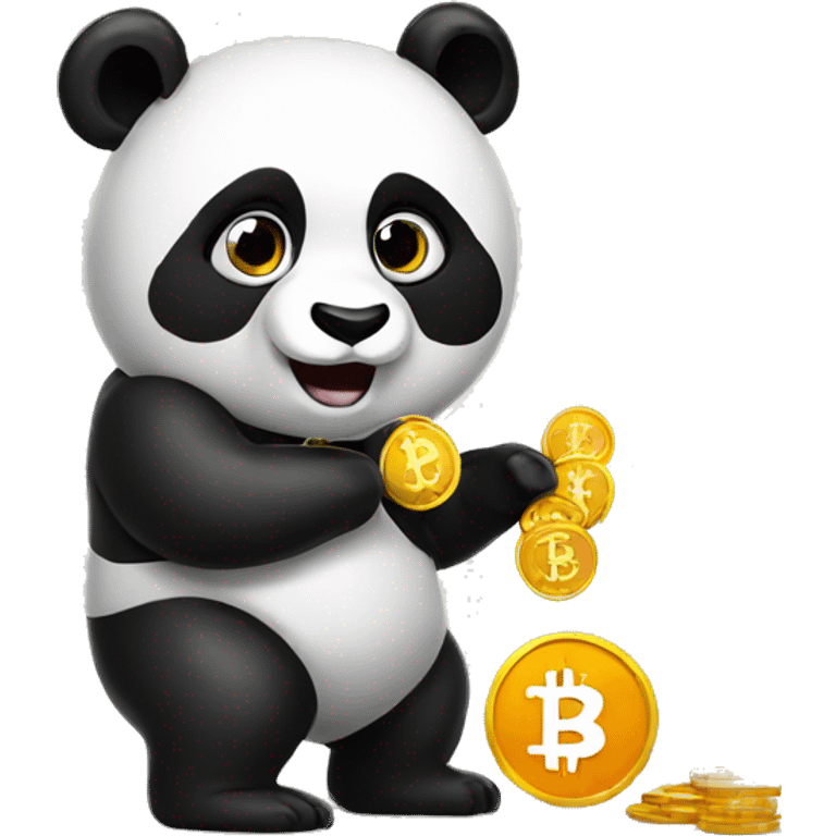 a panda buying bitcoin emoji