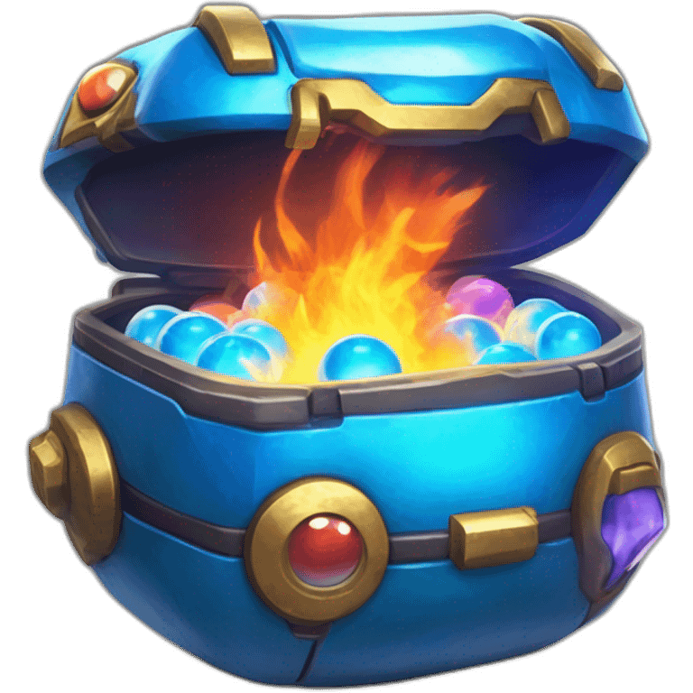 Pokemon Game LootCase Color Blue Fire Flame Rich Treasure Legendary Epic Pokeballs and Pokemons Inside this have Shiny Glow emoji