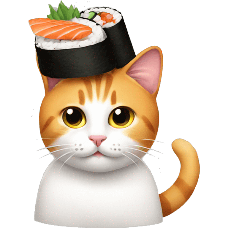 cat wearing sushi as a hat emoji