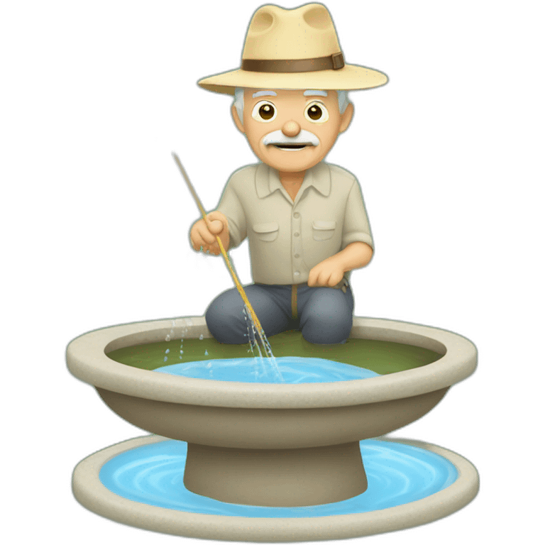 old man breeding mosquitoes in bird bath emoji