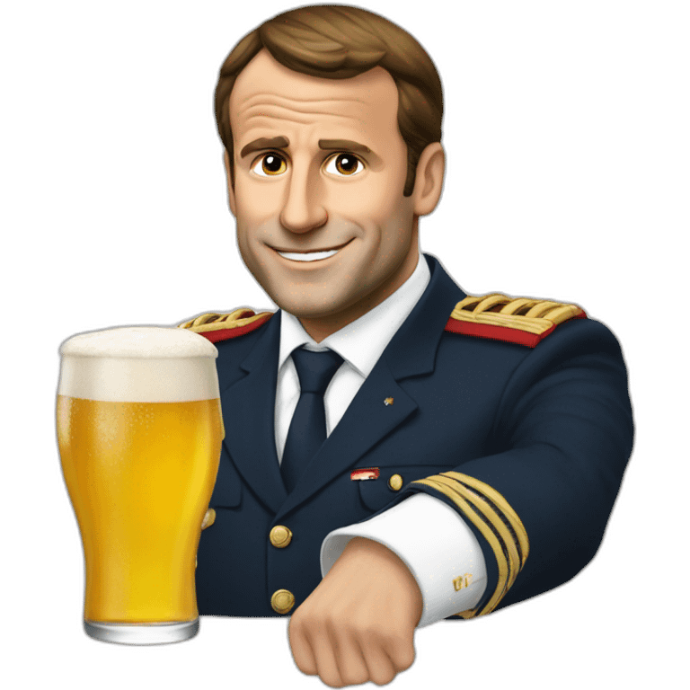 Macron avec une bière emoji