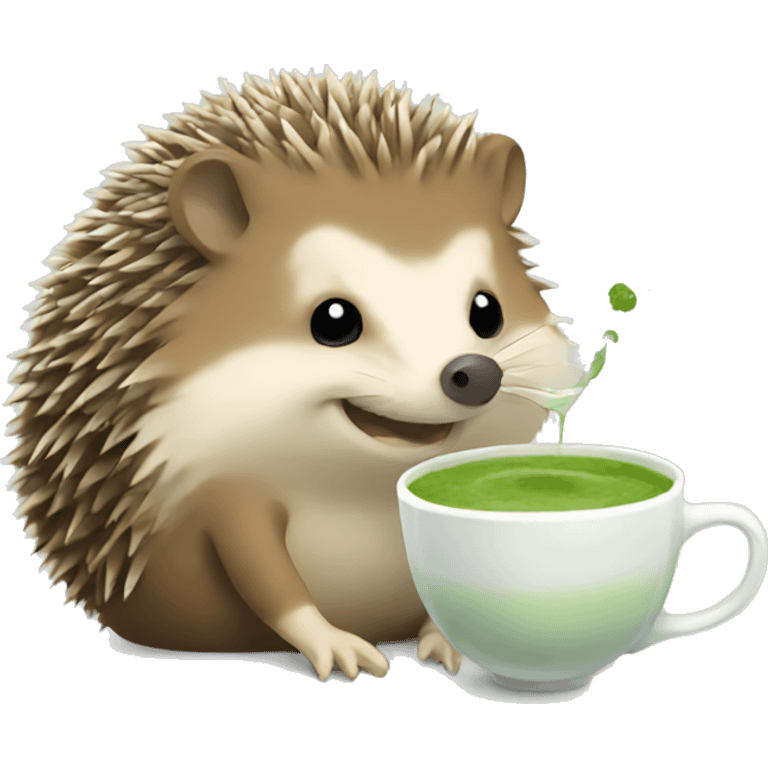 Hedgehog sipping matcha emoji