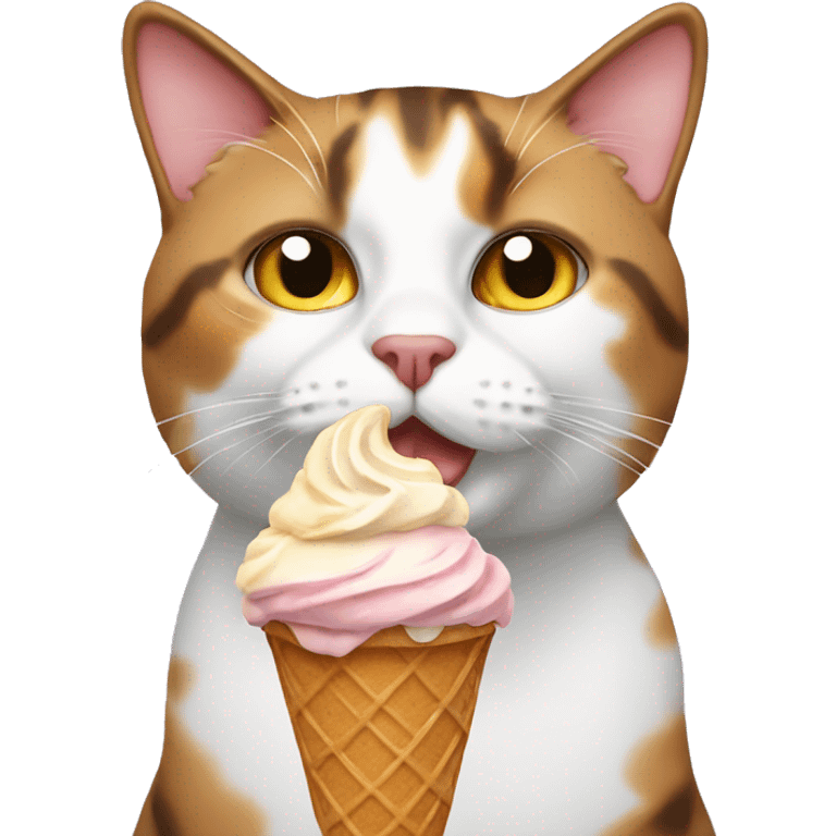 Icecream with calico cat emoji