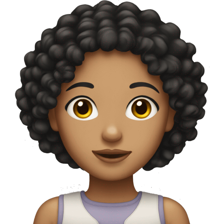 mixed girl with black curly hair emoji