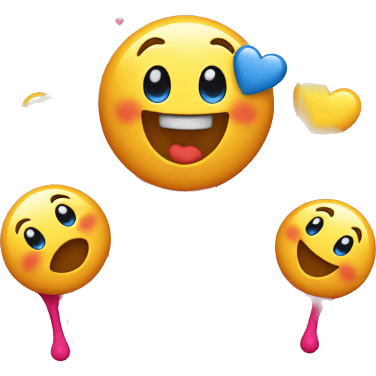 excited emoticon with hearts and dripping emoji