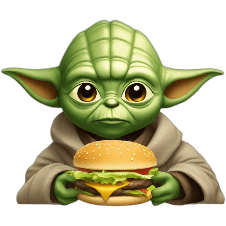 Din Yoda eat hamburger emoji