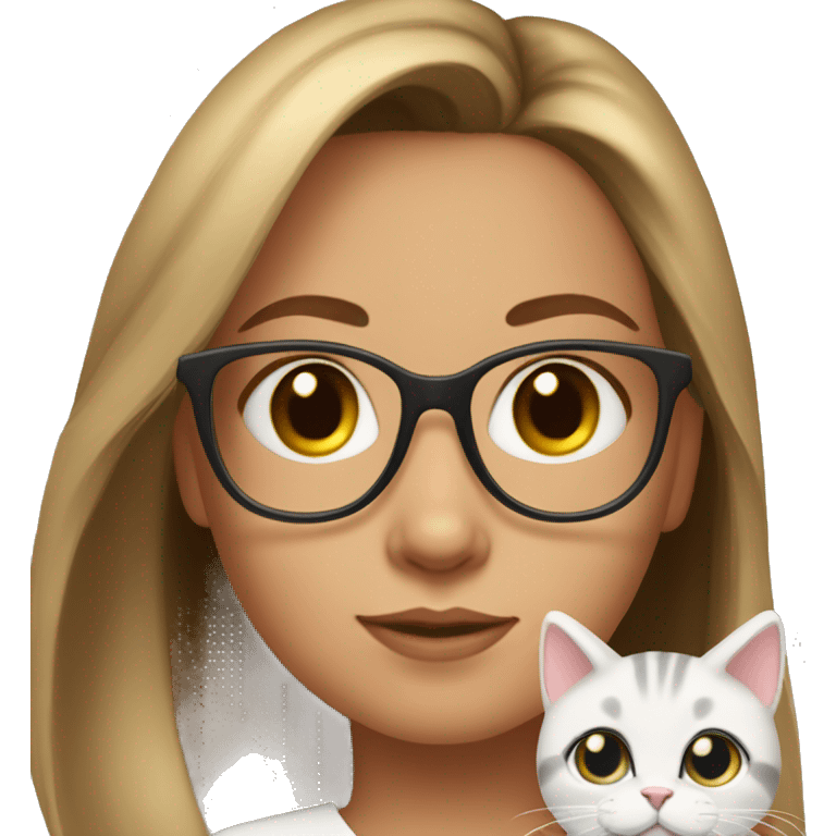 girl with brown hair and blonde highlights and cat eye glasses with baby girl  emoji