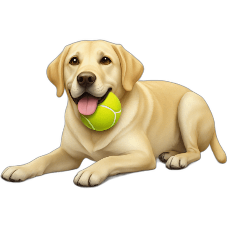 a yellow labrador with a tennis ball in the mouth emoji