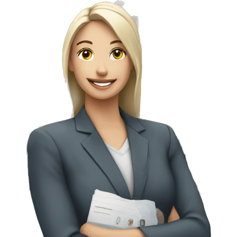 Real estate agent in front of a house with for sale sign  emoji