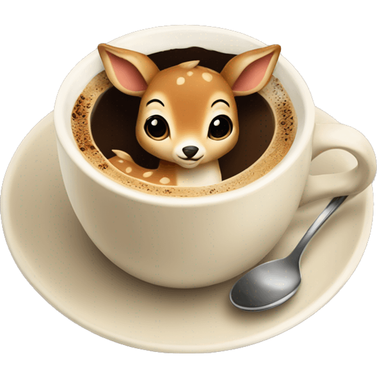 Baby deer in a cup of coffee emoji